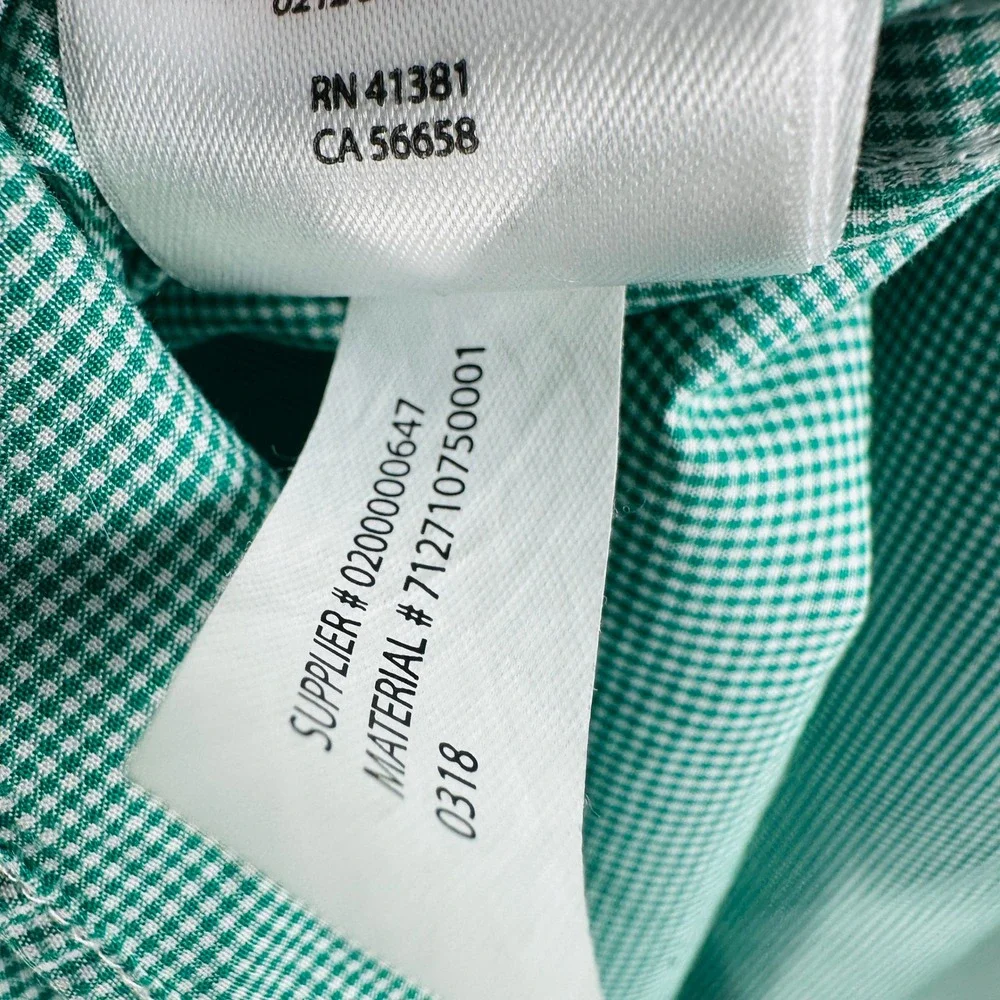 Polo Ralph Lauren Mens  Microcheck Gingham Button  Dress Shirt Green Size 16 1/2